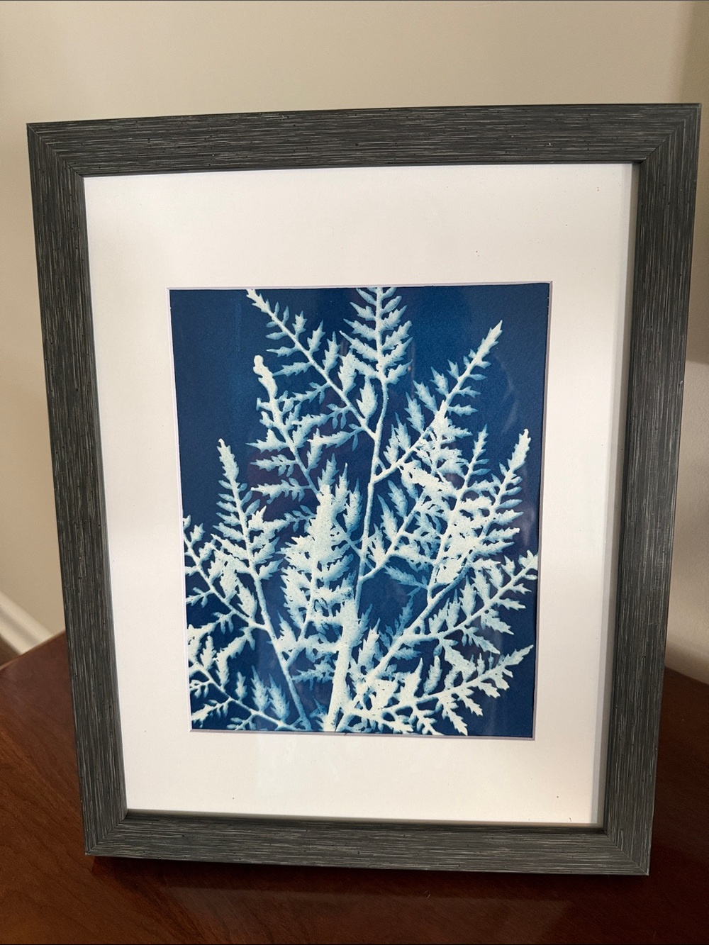 Handmade Botanical Cyanotype Print – Matted 11x14